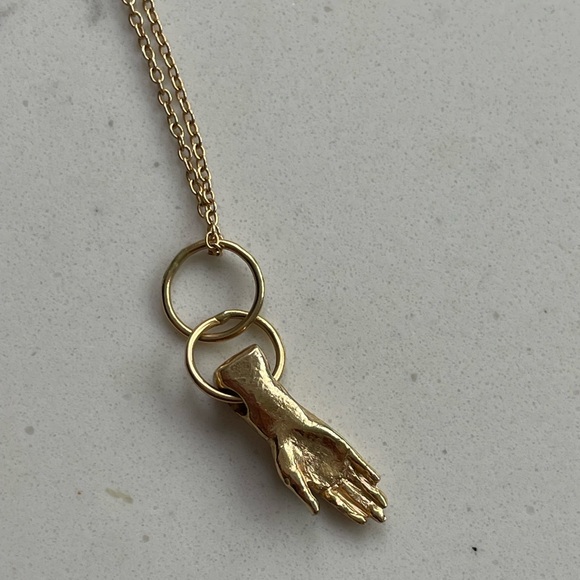 14K Gold Open Hand Talisman Necklace and Pendant - Picture 3 of 6